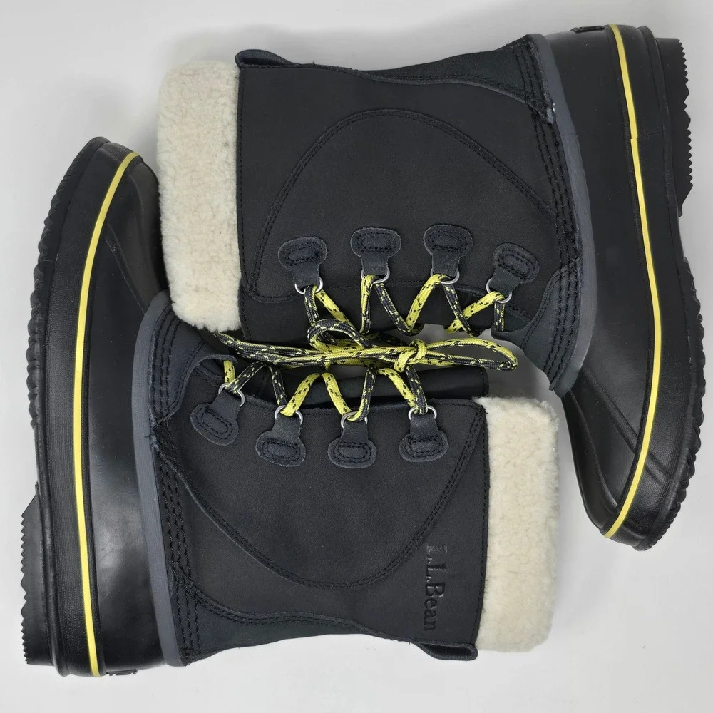 LL Bean Snow Boot Lace-Up Womens 8 Black Insulated Waterproof 284882 ONBJ1 04080